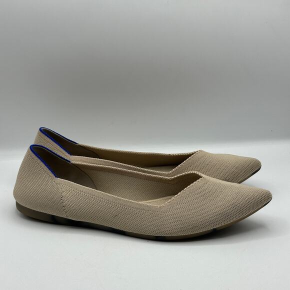 ROTHY'S The Point Driftwood Ecru Tan Beige Neutral Flat Sz 11 $145 - Picture 2 of 8